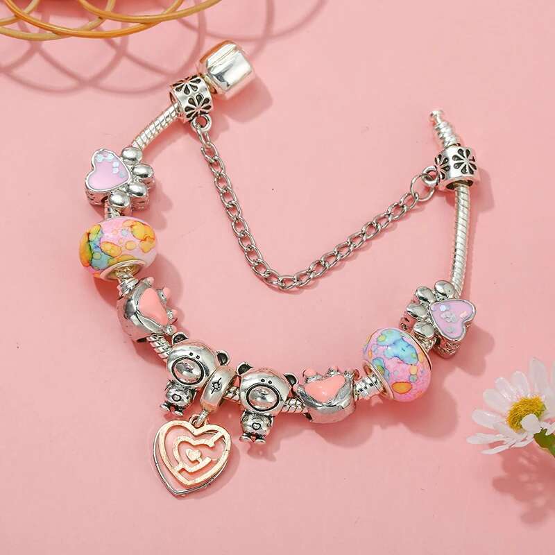 2024 New Arrival Charm Bracelet With Enamel Paw Beads Bracelets Bangles For Women Men Kids Jewelry Gift Dropshipping