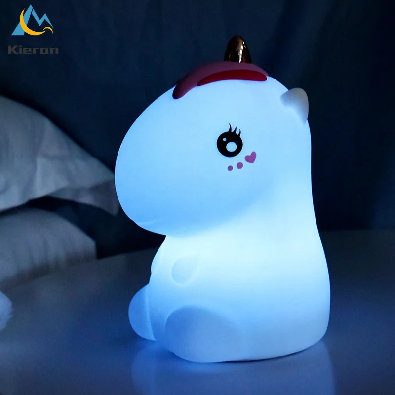 Touch Sensor Unicorn LED Night Lights USB Rechargeable Cartoon Night Lamp Silicone Children Kids Baby Gift Bedroom Bedside Lamp 250319