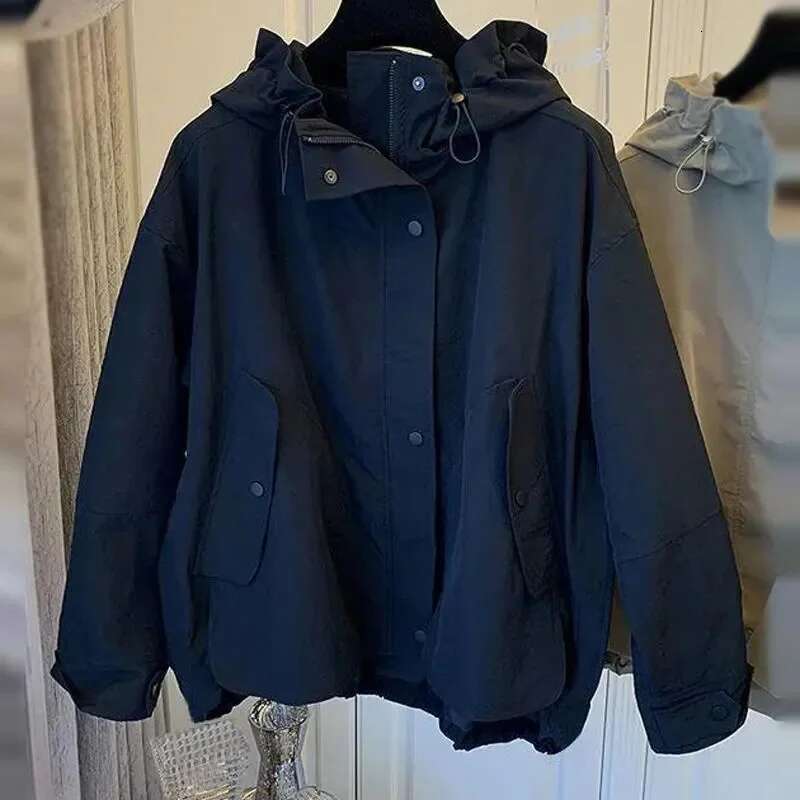 Design Sense Ladies Large Size 4Xl Trench Jacket Women Fashion Patchwork Ed Top Spring Autumn Female Hooded Windbreaker Coat