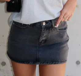 Womens denim shorts solid color tight jeans summer casual mini skirt streetwearXJ250320