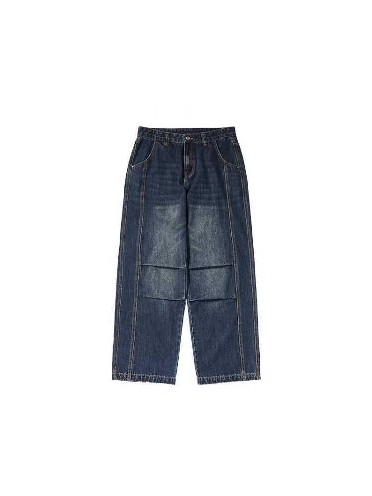 Mens jeans Baggy Casual Straight Autumn and winter Wide leg Pants New in High Street fashion Make old Retro Trousers for menT250319
