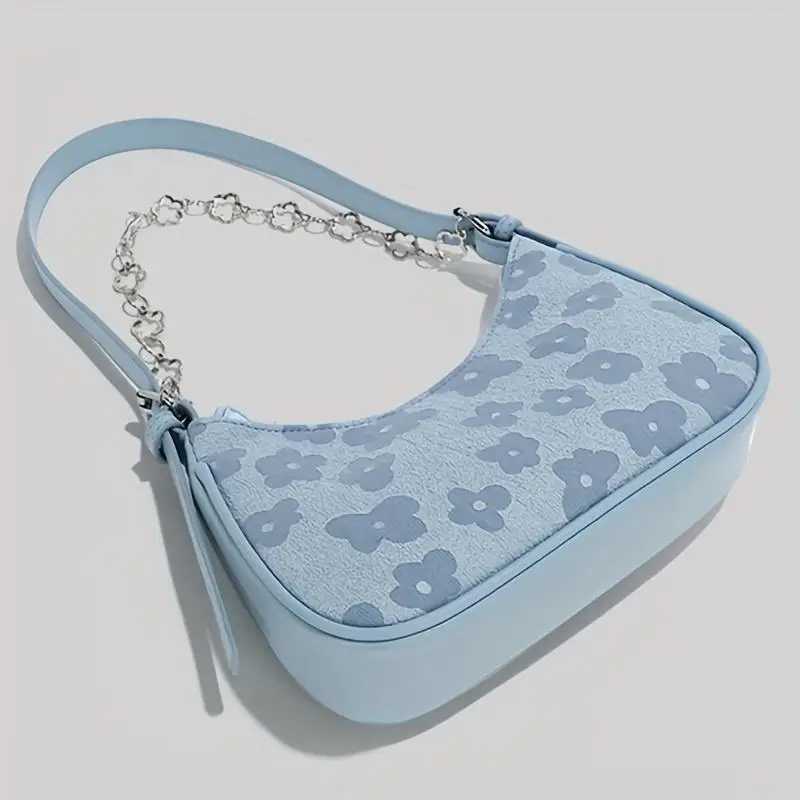 Floral patterned shoulder bag fashion chain decorative handbag womens cross shaped wallet Y250319