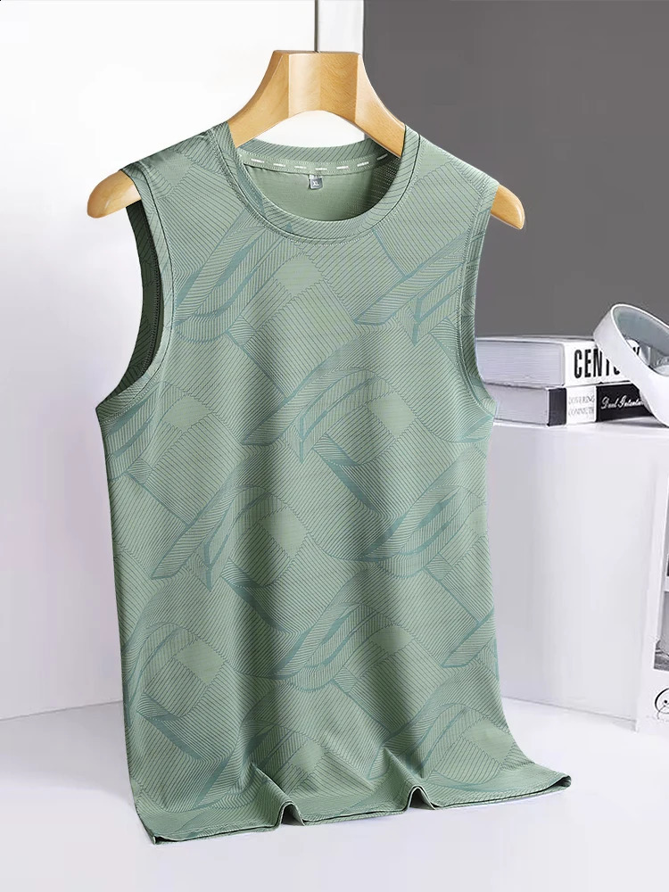 8xl 7xl 6xl Big Size Ice Silk Classic Tank Tops Men Sleeveless Shirt Black Blue Tees AllMatch QuickDrying TShirt 250319