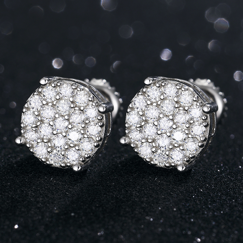 TUHE Unisex Fine Jewelry VVS1 Moissanite Round Earrings For Women earrings silver 925 Jewelry Gifts