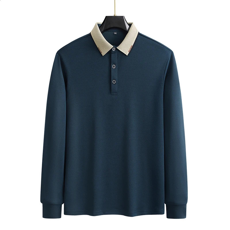 Large Size Long-sleeved POLO Shirt Mens Sports and Leisure Spring and Autumn Loose Plus Fat Plus M-9XL Lapel Sweater 250317
