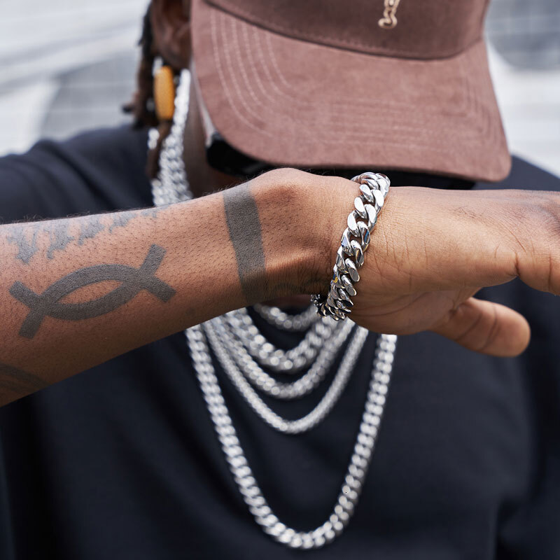 Fashion Jewelry Bling Stone Stainless Steel Hip Hop Cuban Link Chain Necklace Drop Shipping Items For Women