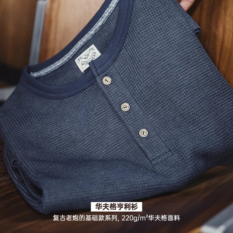 Ma Deng Fu Gu Hai Jun Lan Hua Fu Bing Henry Mens Long Sleeve Slim T-shirt Spring Bottom Knitted Sweater Crew Collar T-shirt 250317