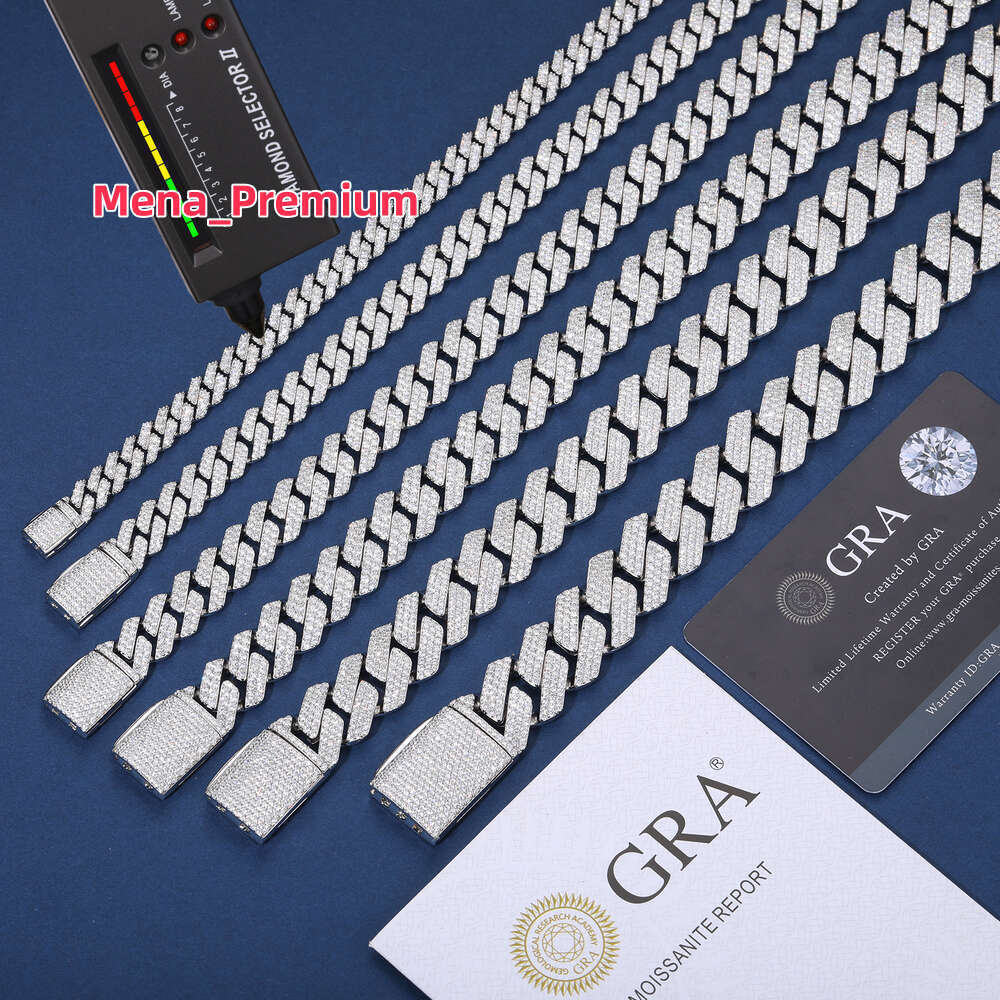 High Quality Cubana Hip Hop Jewelry 6-20mm 925 Sterling Silver VVS Moissanite Diamond Iced Out Cuban Link Chain Necklace For Men gift