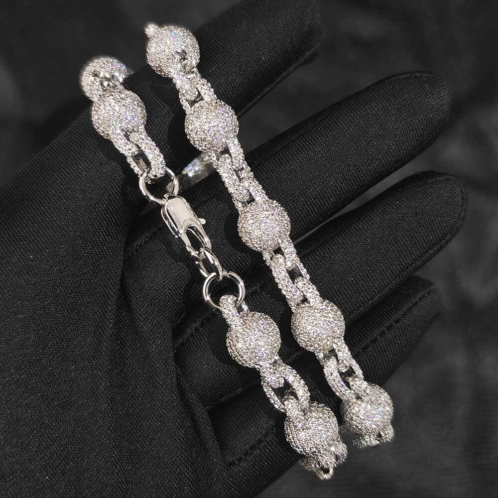 10.5MM Round Ball Miami Cuban Necklace Micro Paved Cubic Zircon Iced Out Bead Chain Choker Mens Women Hip Hop Jewelry