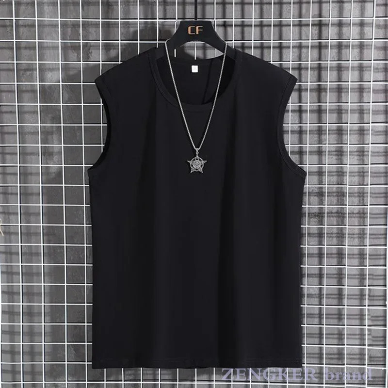 Summer mens sports cotton sleeveless Tshirt round neck loose Tank Tops singlet men 8XL 9XL 10XL 12XL 250319