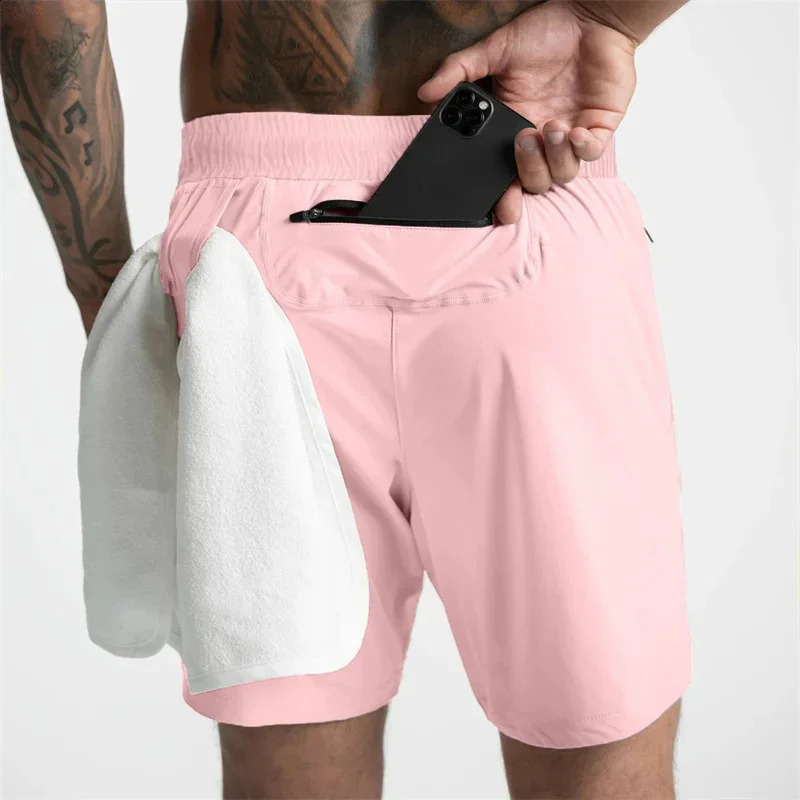 2024 Summer Gym Jogging Shorts Mens Sports Fitness Fast Drying Breathable Running 250312