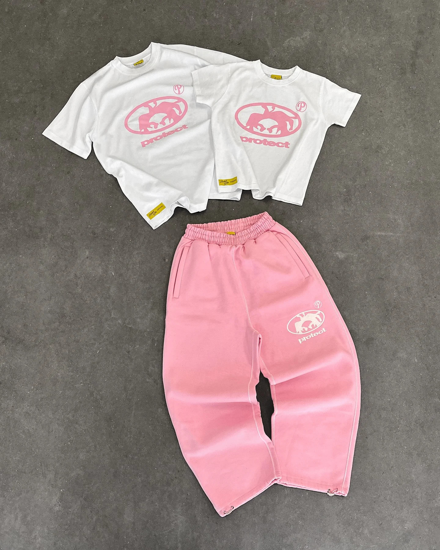 Street Wear PROTECT Fashion Letters Embroidered Pink Loose Sweatpants For Men and Women Y2K Harajuku Hip Hop Casual Joker Pants 250319