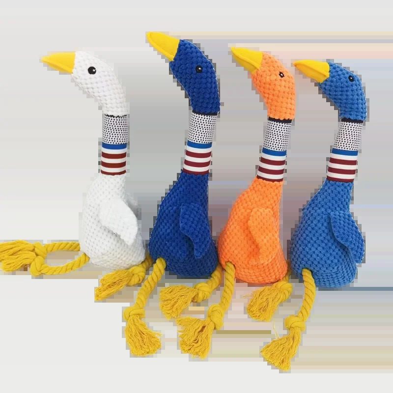 Pet Dog Plush Sound Toy White Goose Feather Velvet Bite Resistant Long necked Duck Supplies Interactive 250320
