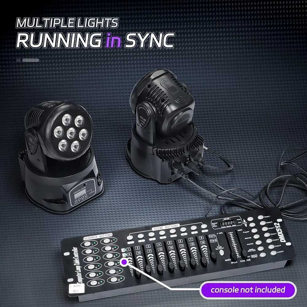 4PCS LED Lights 7*10W Moving Head Stage Lights RGBW Professional Disco Light Home Party Stage Lamp DMX512 Sound Control Light Z250320