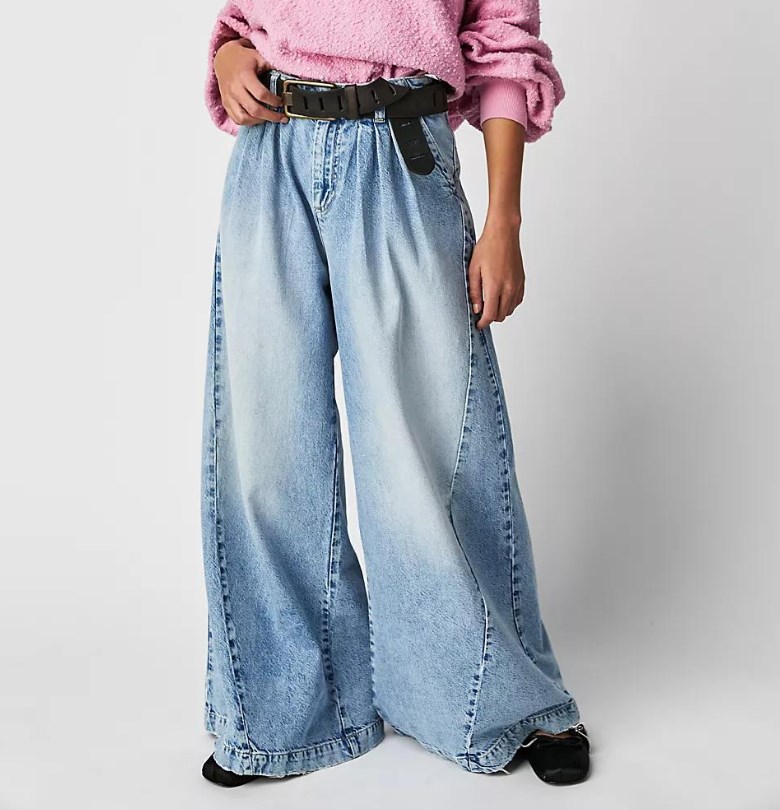 CNLONGBIDA Women's Jeans Southeast Asian women's clothing, European and American ins street style American wide leg casual jeans for women