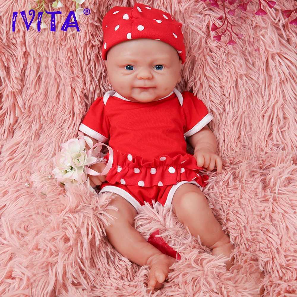 IVITA WG1512 36cm 1.65kg All Silicone Baby Rebirth Doll Realistic Girl Baby Toy with 3 Colors of Eyes W250320