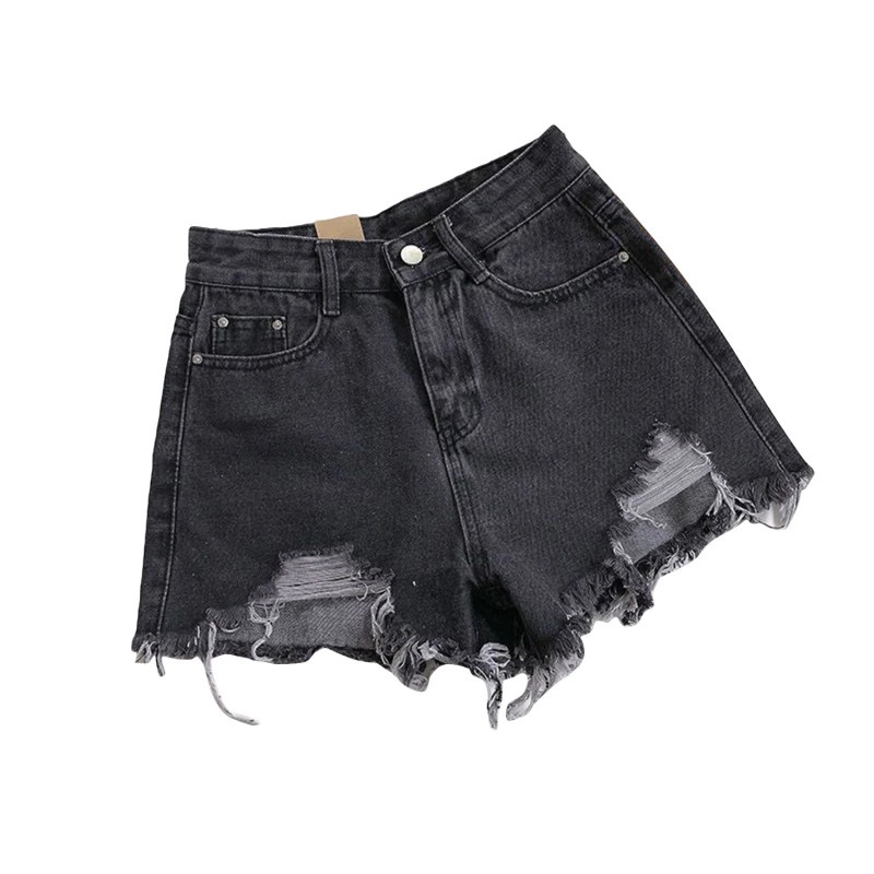 Korean Denim Holes Shorts For Women Fashion High WaistWide Leg Short Jeans Female er Casual Street Short 250320