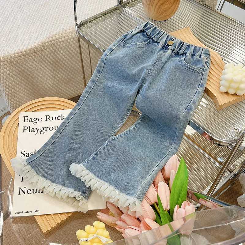 Baby girls pants spring and summer childrens jeans Bellbottom pants casual pants girls fashionable jeansT250326
