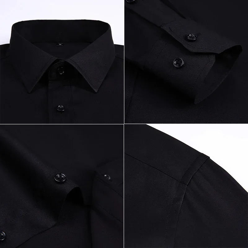 TFETTERS pink shirt mens spring and autumn long sleeved business polyester ultrathin fit dress 250317