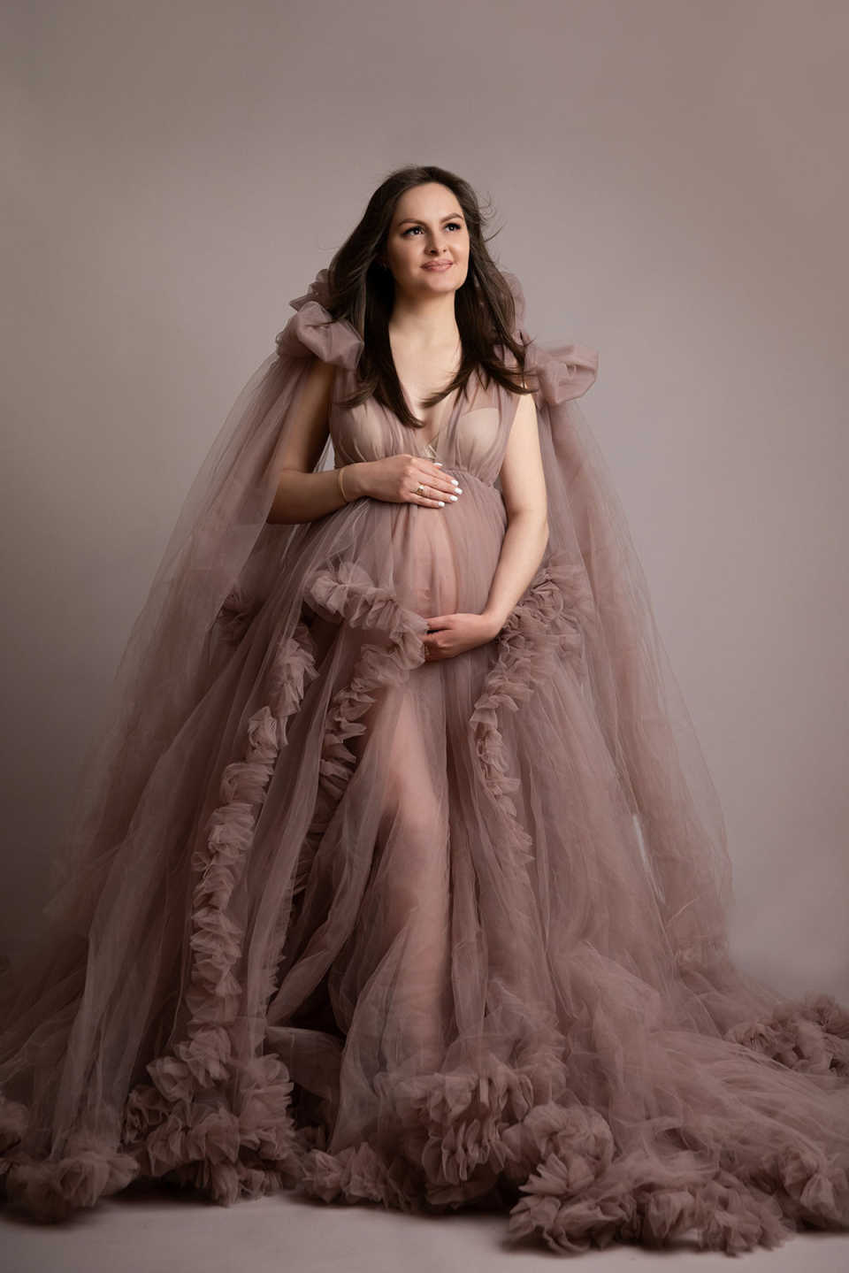 Elegant Ruffles Sleepwear Robes Ruffles Deep High Split Plus Size Appliques Pregancy Women Gowns for Special Occasion Photoshoot Boudoir Lingerie Bath
