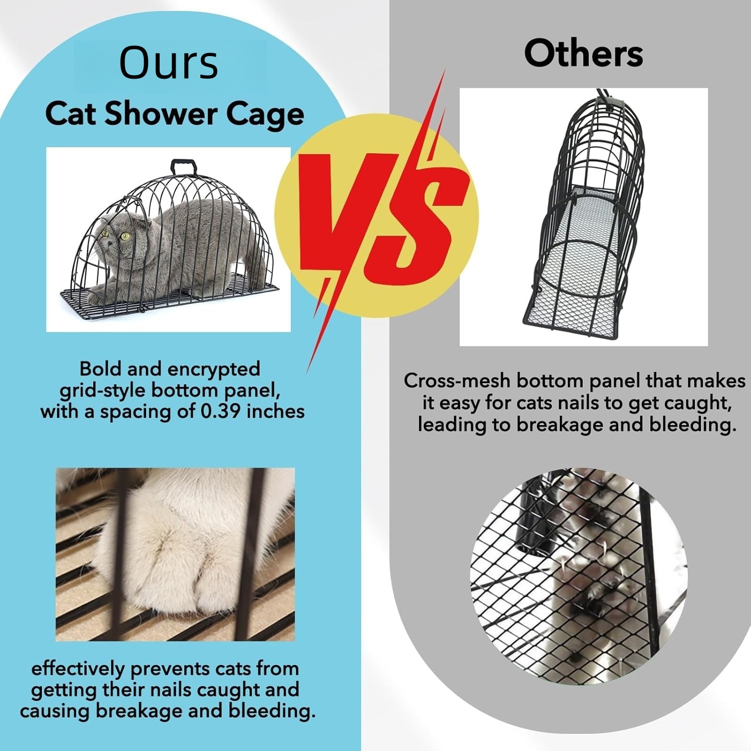 Large Cat Bath Grooming Cage Cats Washing Cage For Pet Cat Bathing Travelling Sunbath Anti-Scratch Bite Restraint