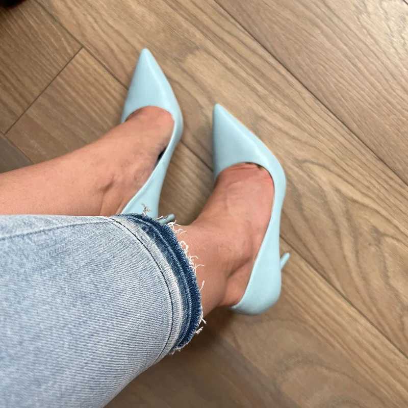 2023 Women 7.5cm 10.5cm High H Pumps Lady Wedding Bridal Scarpins Stripper Low H Plus Size Fetish Party Blue Shoes Y250319