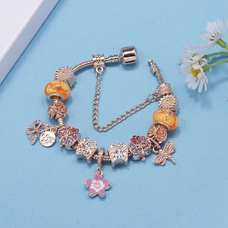 Summer New Arrival Charm Bracelets Fits Crystal Flower Beads Bracelet Bangles For Women Men Kids Bijoux Pulseras Jewelry Gift