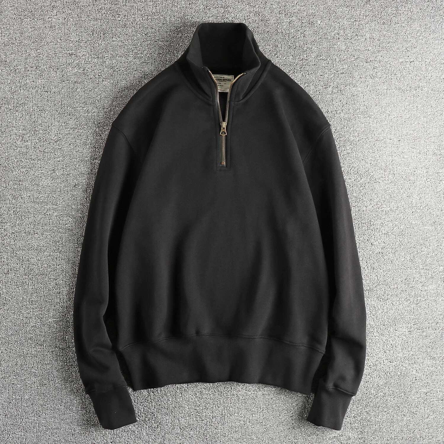 Autumn New American Retro Heavyweight Solid Color Sweatshirt Men's Simple 100% Cotton Washed Pullover Casual Terry Cloth Coat