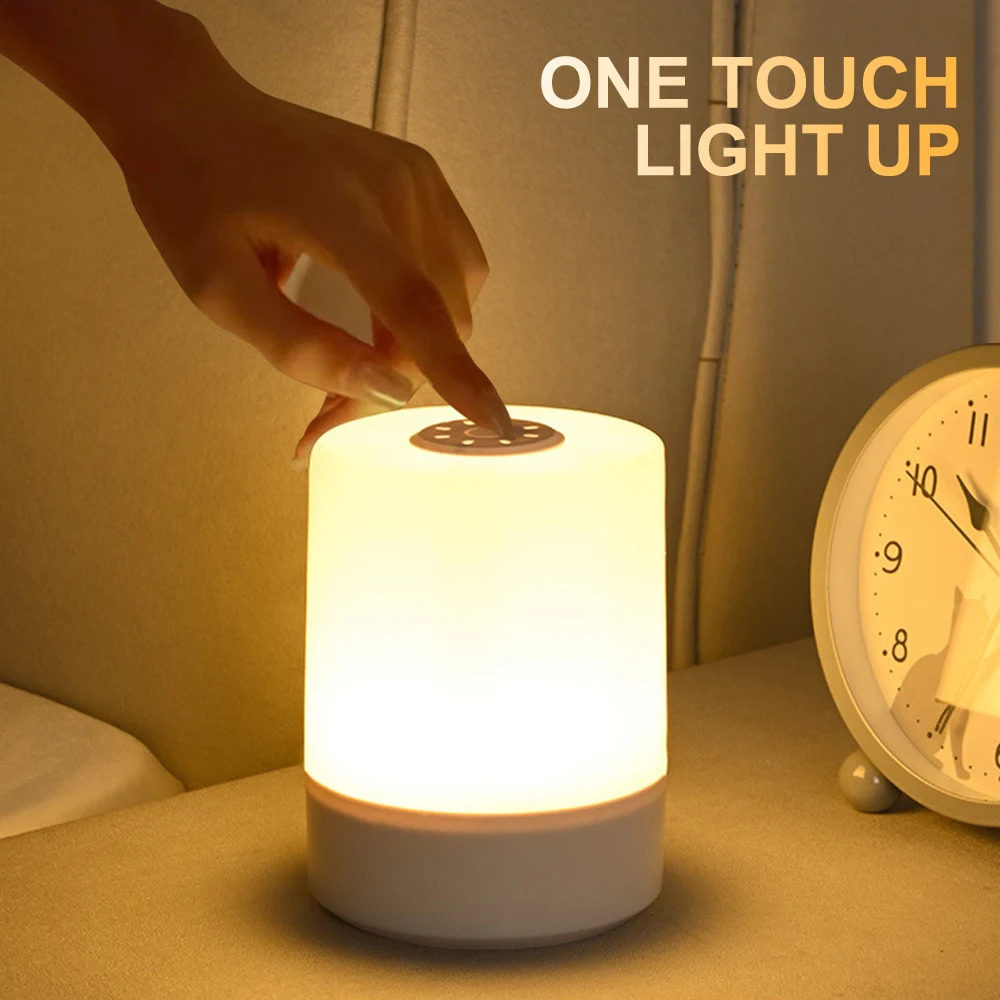 Touch Night Lamp 3 Modes Dimming Bedroom Bedside Lamp USB Charging Night Light Ambient Light Soft Light Table Lamp For Kids Gift 250319