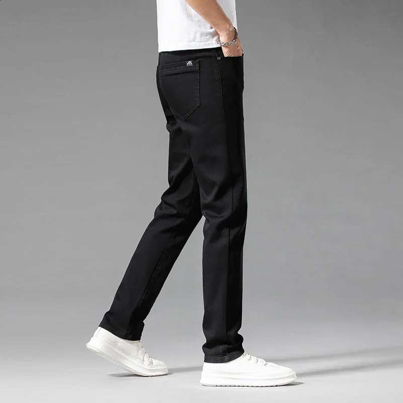 White summer mens ultrathin jeans classic business fashion highquality cotton stretch denim pants Trousers 250319