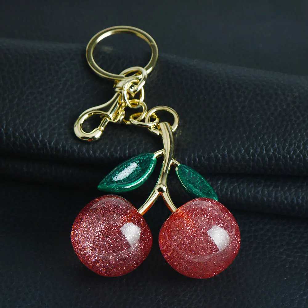 Fashionable and delicious red cherry keychain summer fruit cherry pendant keychain womens jewelry bag accessories giftsXJ250319