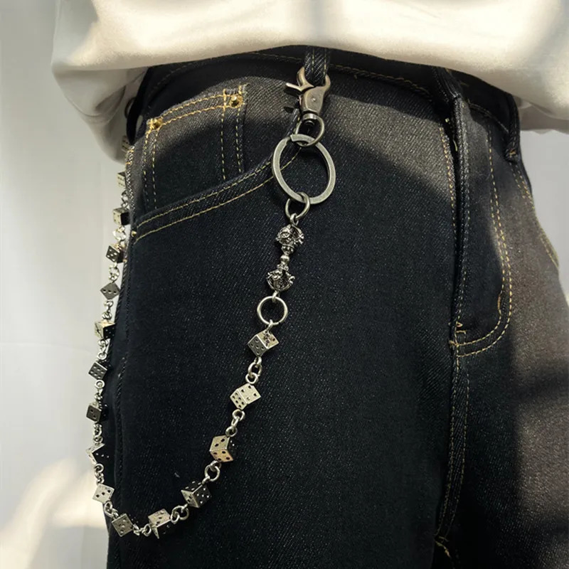 Vintage Punk Dice Pants Waist Chain Men Cool Jeans Chain Keychain Wallet Chain Gothic Biker Fashion Accessories 250320