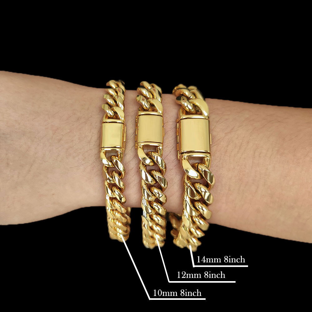 ESKEEM Hip Hop Fashion Jewelry 8/10/12/14MM PVD Plating Necklace Stainless Steel Chunky Cuban Link Chains Miami For Men Gift