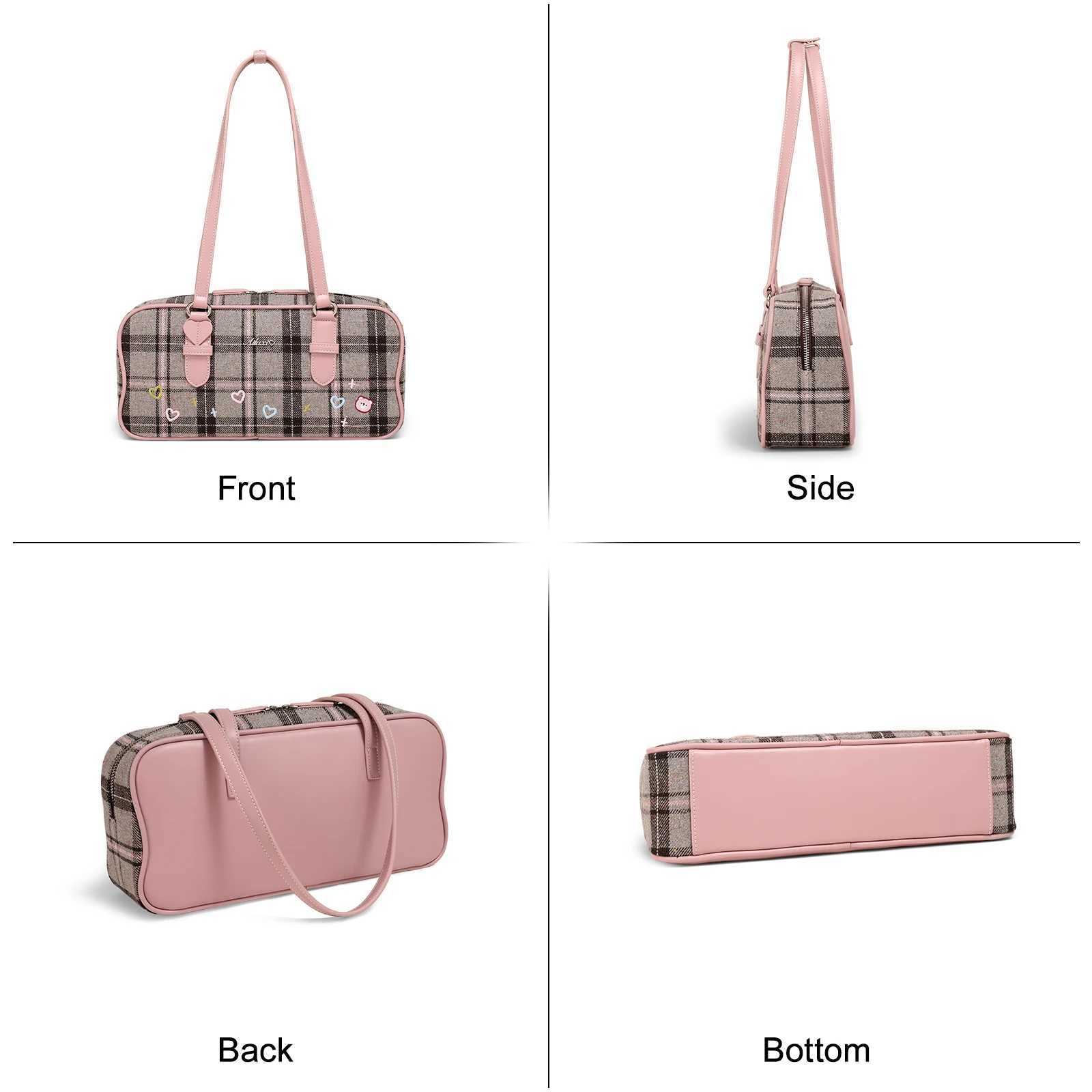 AILUXI Plaid Wool Underarm Bowling Bag Cute heart-shaped printed handbag Daily commuting fitness bag Christmas Halloween gift Y250319