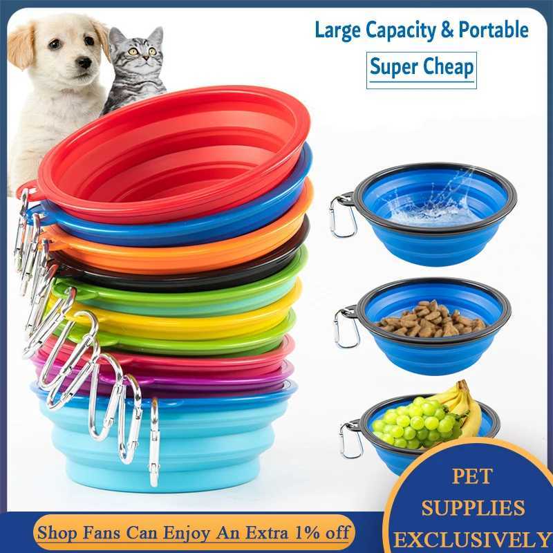 350ml/1000ml Foldable Cat and Dog Water Bowl Silicone Folding Plate Pet Bowl Outdoor Dog Food Container Feeder Jump Y250319