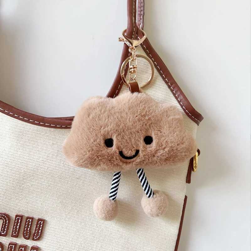 Cute plush white cloud pendant keychain girl bag accessories Kawaii pendant doll couple keychainXJ250319