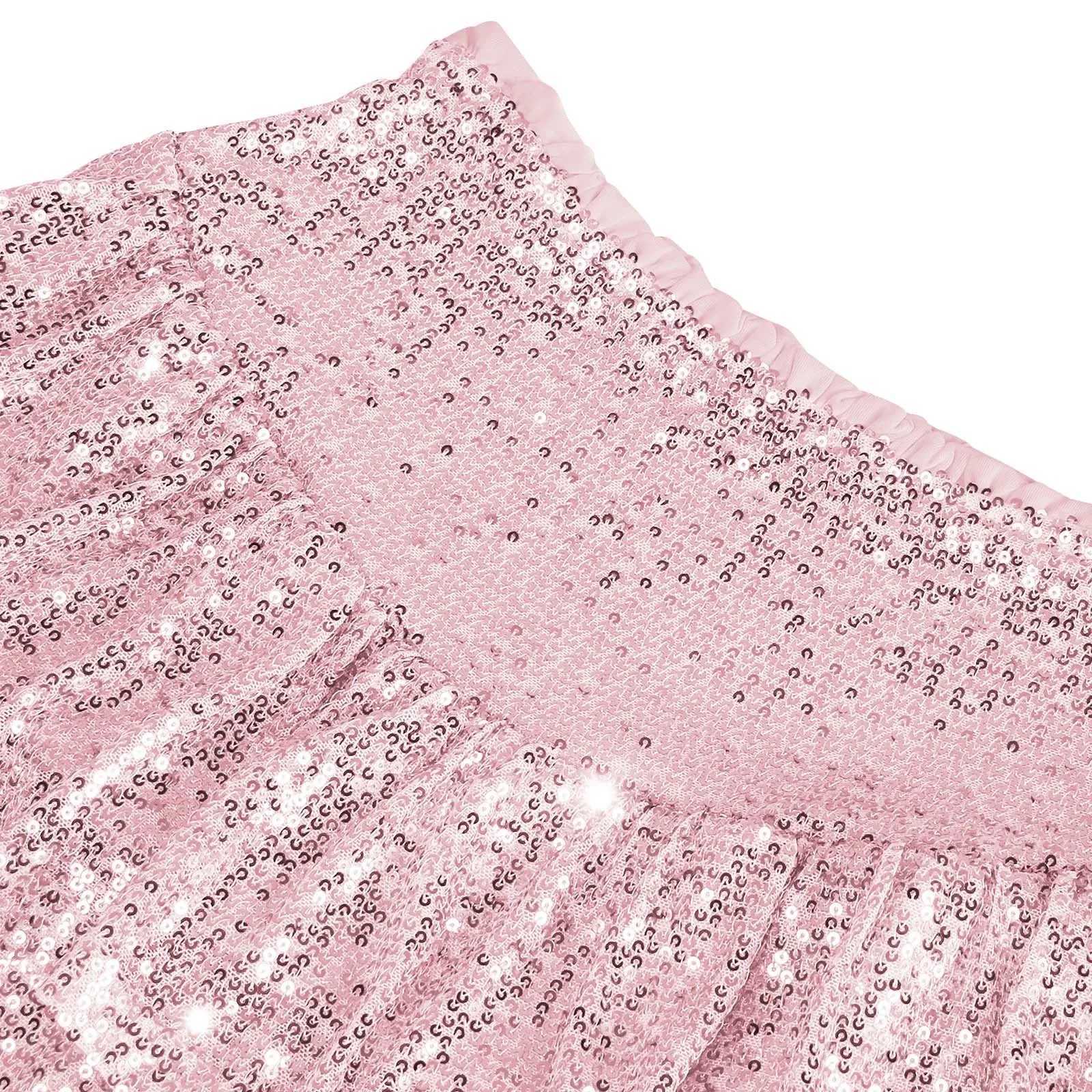 Womens pleated sequin dress fashionable and casual high waisted pleated dress pink fashionable dance carnival party shorts sexy streetwearXJ250320