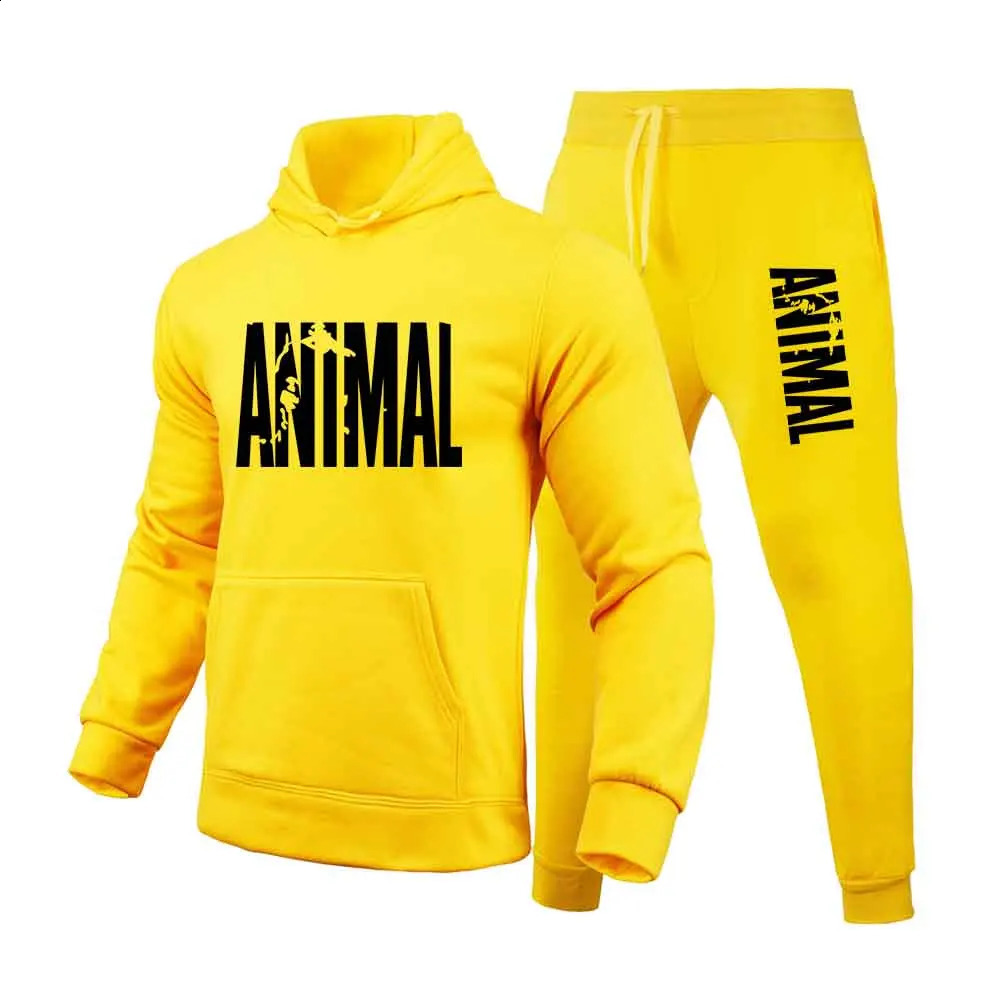 Autumn and Winter Mens Sports Printed Hoodie Set Shirt Animal Wool Zipper Casual 250319