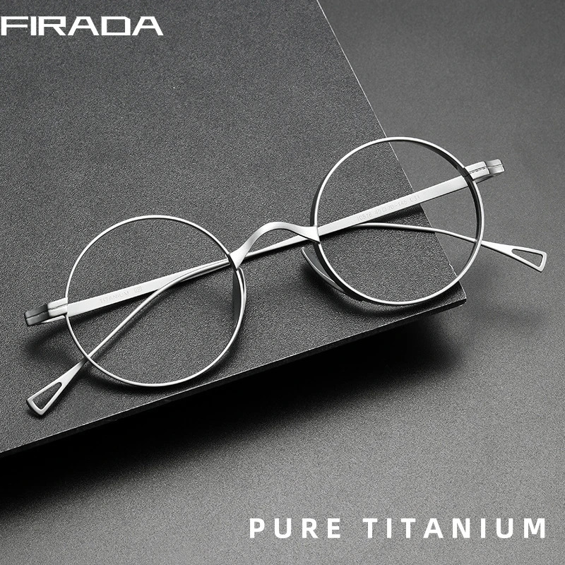 FIRADA Fashion Small Size Eyeglasses Retro Pure Round Eyewear Comfortable Prescription Glasses Frame Men Women S10518-C 250228
