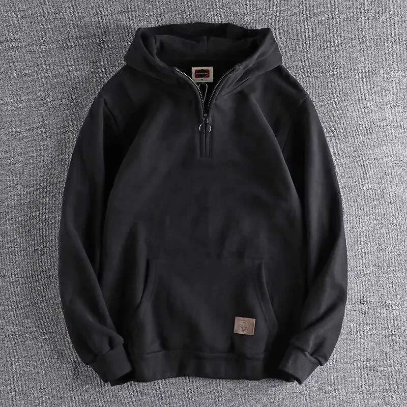 Loose Male Hoodie Solid Autumn Emo Designer Aesthetic Simple Y2k Vintage Men's Hooded Sweatshirt High Quality Cotton Warm