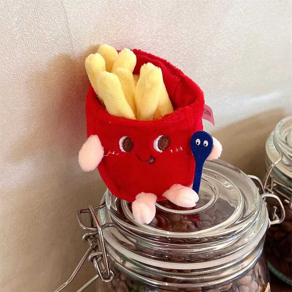 Cute and creative French fries burger picture hanging backpack couple plush hanging decoration car keychainXJ250319