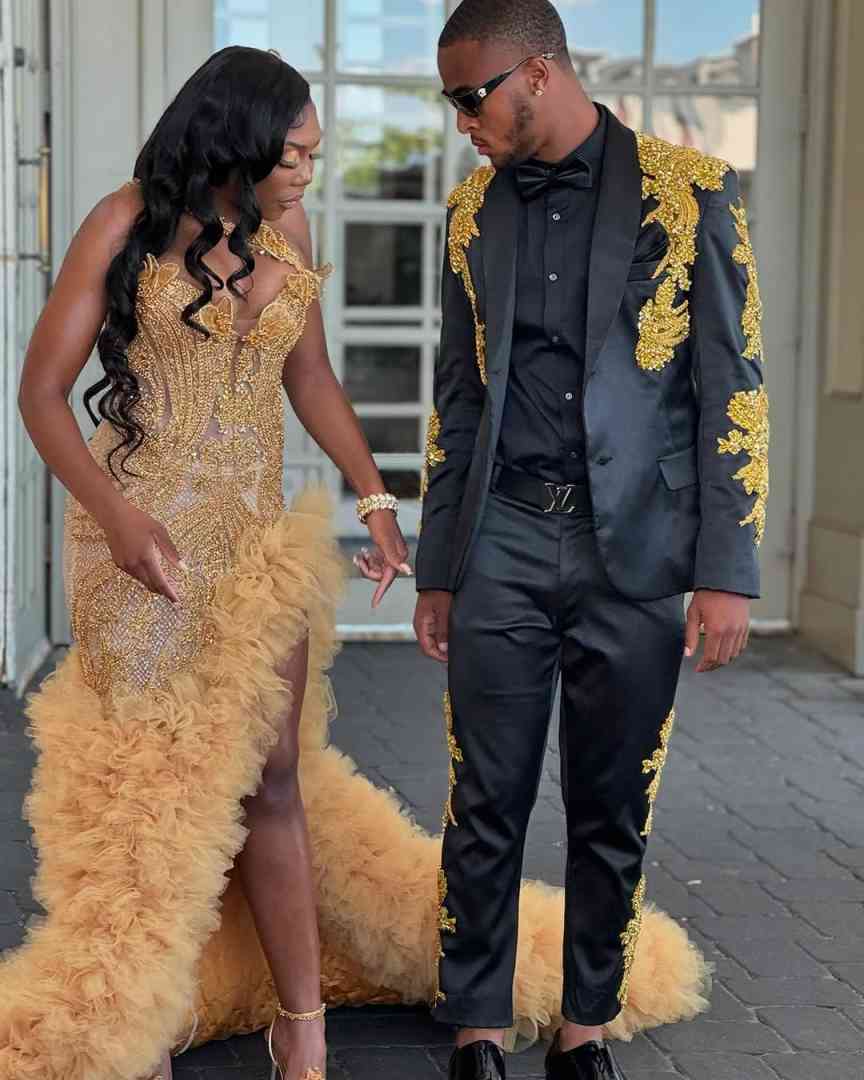 Gold Beads Groom Wedding Wear Shawl Lapel Party Birthday Mens Pants Suits 2 Pieces Customized Cosplay Outfits