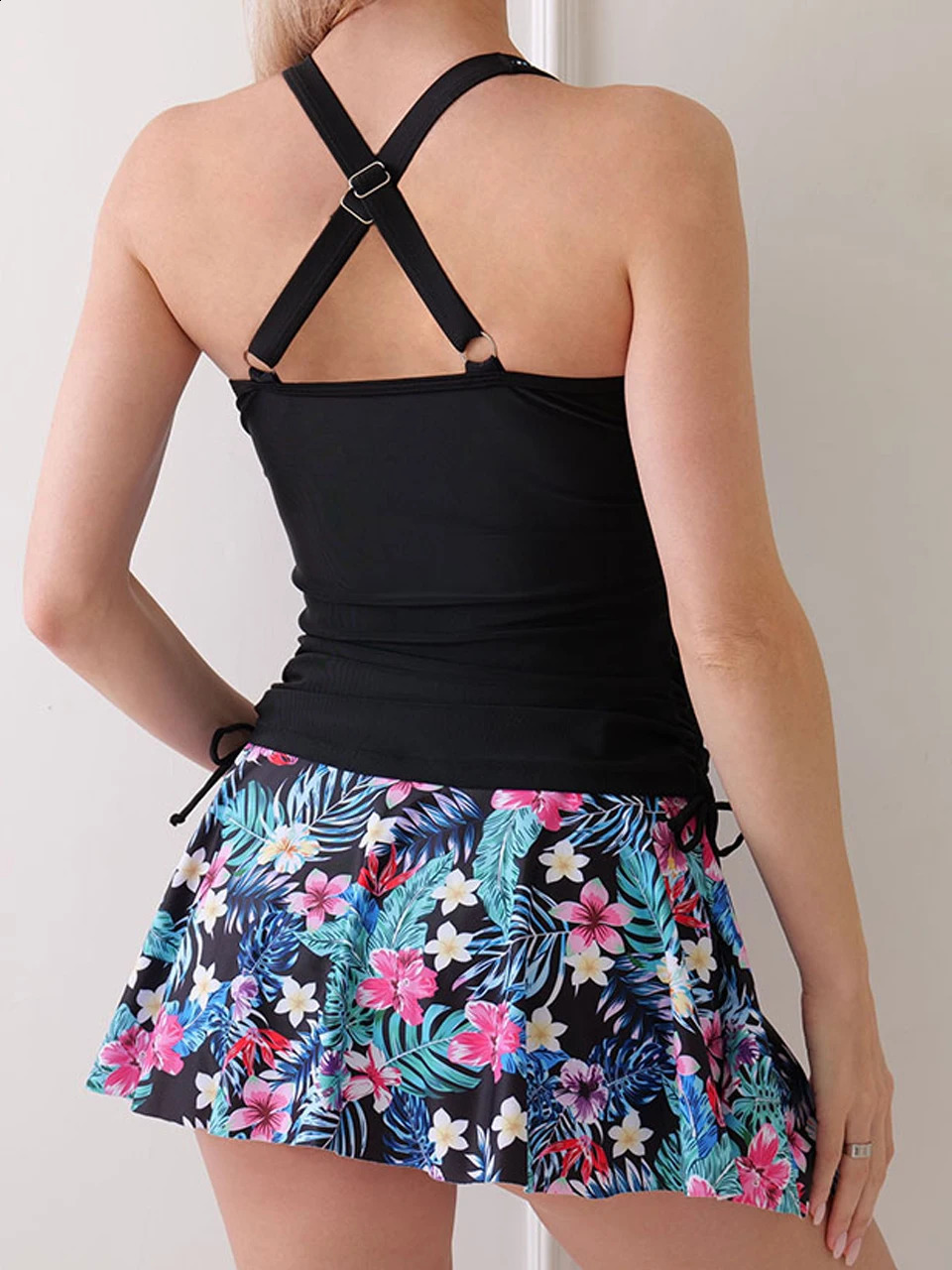 Crisscross Straps Tankini Beach Skiing Swimsuit 2024 Womens Apron Printed 250319