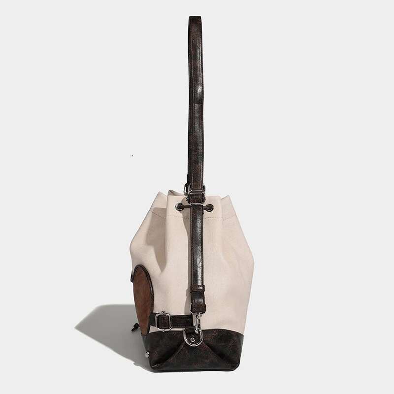 Splicing Drawstring Bucket Bags For Women Designer Handbag Purses 2025 New In Vintage Travel Backpack Commuting Shoulder