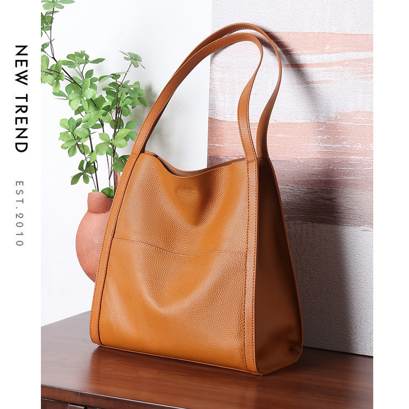 Large Capacity Women S Commuting Leather Bucket New High End One Shoulder Tote Bag Shoulder Bags
