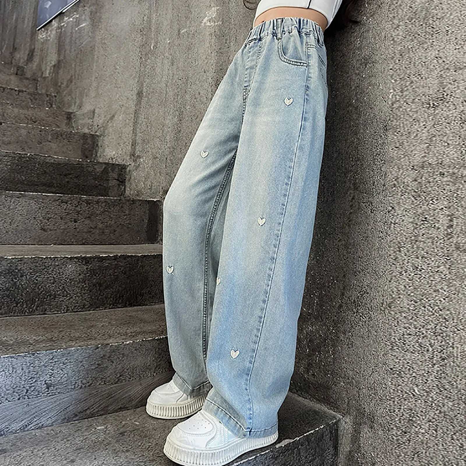 5t girls clothing boy girl bag pants cute bag jeans bullet waist straight wide leg jeans 2t lace pants girlT250326
