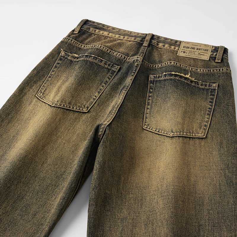 Baggy Jeans Men Wide Leg Pants Loose Denim Trousers Retro Blue Straight Mens Clothing Large Size 40 Vintage 2024 New KpopT250319
