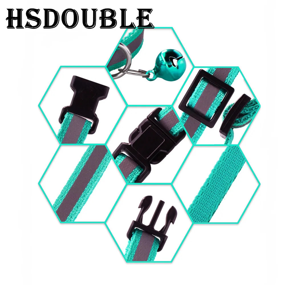 2PcsPack 12 Colors Reflective Adjustable Cats And Small Dogs Collars With Bells Pet Supplies 250320