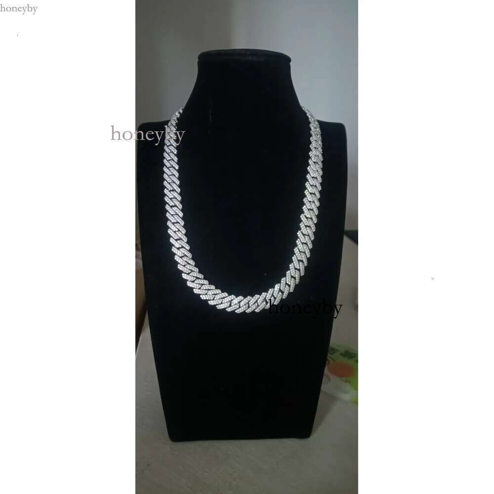 Customized 11mm 2 rows Sterg Sier S Hiphop moissanite sier cuban k chain