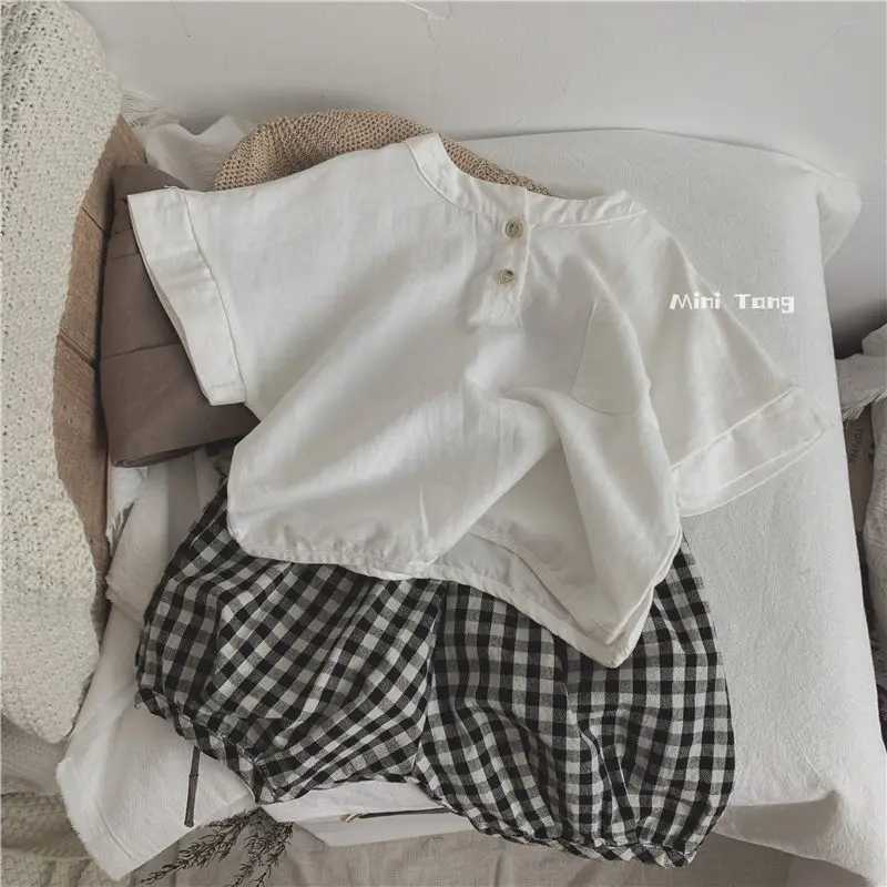 Summer childrens T-shirt fashion solid color girls T-shirt short sleeved cotton boys top Korean casual childrens clothing 1-8YT250320